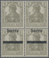 Deutsche Abstimmungsgebiete: Saargebiet: 1920 Germania 2 (Pf) Gelbgrau Im Vierer - Ungebraucht