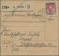 Danzig: 1920, Germania 4 Mark Mit Entwertungs-Lochung Vs Auf Paketkarte Von DANZ - Otros & Sin Clasificación