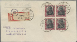 Danzig: 1920, Kleiner Innendienst 40 Pfg. Karminrot/schwarz Im 4er-Block Auf übe - Other & Unclassified