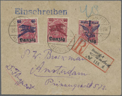 Danzig: 1920, Flugpost, Kompletter Satz Auf Lp-R-Brief Mit Hs. Ergänztem R-Zette - Sonstige & Ohne Zuordnung