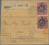 Danzig: 1921, Kogge 1 Mark, 6 Stck Als Mehrfachfrankatur Vs. U. Rs. Auf Paketkar - Other & Unclassified