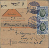 Danzig: 1921, Kogge 2 Mark, Senkrechtes Paar, Handschriftlich Entwertet Sowie Je - Altri & Non Classificati