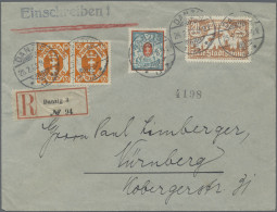 Danzig: 1923, Flugpost 20 Mark Braunorange Ohne Unterdruck Mit Beifrankatur Port - Other & Unclassified