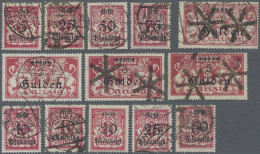 Danzig: 1923, Großes Wappen, Aufdruckwerte, 5,25,50,75 Pfg. Gestempelt, Infla Ge - Other & Unclassified