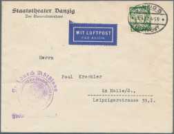 Danzig: 1937, Wappen 10 Pfg. Grün Als Portogerechte Einzelfrankatur Für Den Luft - Autres & Non Classés