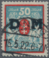 Danzig - Dienstmarken: 1923, 50 M Rot/mittelgrünlichblau Auf Papier Mit Wz. 'Kle - Andere & Zonder Classificatie