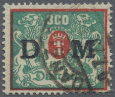 Danzig - Dienstmarken: 1923 Dienstmarke 300 M. Rot/bläulichgrün Mit Aufdruck "D - Sonstige & Ohne Zuordnung
