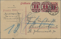 Danzig - Ganzsachen: 1922, Ganzsachenkarte 3 Mark Auf 80 Pfg. Karmin Mit Zusatzf - Other & Unclassified