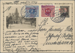 Sudetenland - Karlsbad - Ganzsachen: 1938, 1,20 Kr. Bildpostkarte Mit Zusatzfran - Occupation 1938-45