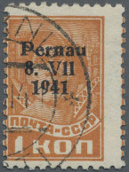 Dt. Besetzung II WK - Estland - Pernau (Pärnu): 1941, 1 K Rötlichorange Freimark - Bezetting 1938-45