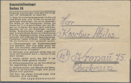 KZ-Post: "DACHAU", Unfrankierter Vordruck-Brief Vom 25. Februar 1945(!) Mit Umfa - Brieven En Documenten