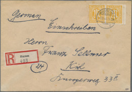 Deutsche Lokalausgaben Ab 1945: HUSUM, 1945 4.10., Einschreibezettel "HUSUM" Als - Andere & Zonder Classificatie