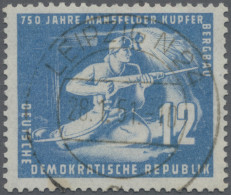 DDR: 1950, Mansfelder Kupferbergbau 12 Pfg. Mittelblau Klar Gestempelt "LEIPZIG - Oblitérés