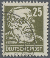 DDR: 1953, 25 Pfg. Braunoliv Auf Gewöhnlichem Papier Mit Wasserzeichen "DDR Post - Gebraucht