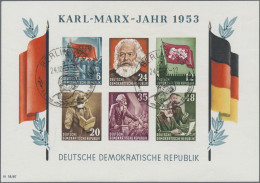 DDR: 1953, Marx-Blocks Komplett Mit SST Und Vollem Originalgummi, Signiert Rehn - Used Stamps