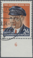 DDR: 1954, 24 Pfg. Thälmann Mit Senkrechtem Wasserzeichen, Unterrrandstück Klar - Gebruikt