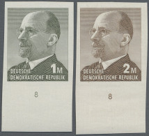 DDR: 1969, Ulbricht 1 Mark Grünoliv Und 2 Mark Siena, Zwei Ungezähnte Unterrands - Nuevos