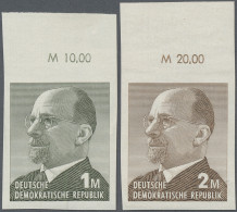 DDR: 1969, Ulbricht 1 Mark Grünoliv Und 2 Mark Siena, Zwei Ungezähnte Oberrandst - Unused Stamps