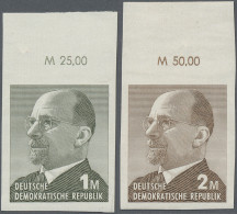 DDR: 1969, Ulbricht 1 Mark Grünoliv Und 2 Mark Siena, Zwei Ungezähnte Oberrandst - Unused Stamps