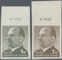 DDR: 1969, Ulbricht 1 Mark Grünoliv Und 2 Mark Siena, Zwei Ungezähnte Oberrandst - Ungebraucht