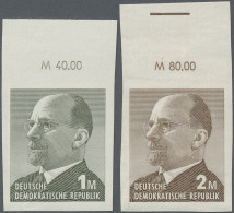 DDR: 1969, Ulbricht 1 Mark Grünoliv Und 2 Mark Siena, Zwei Ungezähnte Oberrandst - Unused Stamps