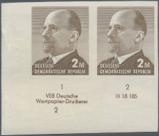 DDR: 1969, Ulbricht 1 Mark Grünoliv Und 2 Mark Siena, Je Zwei Ungezähnte Eckrand - Ungebraucht