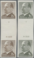 DDR: 1969, Ulbricht 1 Mark Grünoliv Und 2 Mark Siena, Zwei Ungezähnte Zwischenst - Unused Stamps