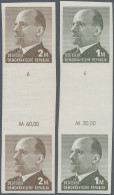 DDR: 1969, Ulbricht 1 Mark Grünoliv Und 2 Mark Siena, Zwei Ungezähnte Zwischenst - Unused Stamps