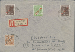 Berlin: 1949, 24 Pfg. Schwarzaufdruck Zus. Mit Rotaufdruck 10 Pfg. (Eckfehler) U - Storia Postale