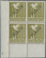 Berlin: 1948, 1 M. Schwarzaufdruck Im Linken Unteren Eckrandviererblock Mit Plat - Unused Stamps