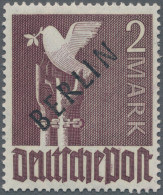 Berlin: 1948, Schwarzaufdruck, 2 Mk. Mit Aufdruck "R Gebrochen", Postfrisch, Tad - Ongebruikt