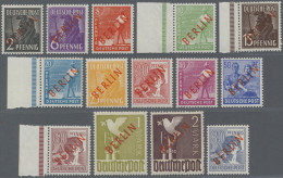 Berlin: 1949, Rotaufdruck, Kompletter Satz Postfrisch, Teils Vom Bogenrand, Tief - Unused Stamps