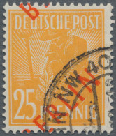 Berlin: 1949, Rotaufdruck, 25 Pfg. Mit Extrem Verschobenen Aufdruck, Gestempelt, - Gebraucht