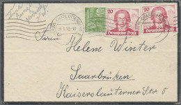 Berlin: 1949, 20 Pfg. Goethe, Zwei Werte, Zus. Mit 10 Pfg. Bauten Als Portogerec - Lettres & Documents