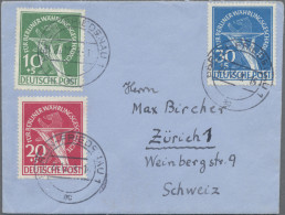 Berlin: 1949, Währungsgeschädigte Als Attraktive Satzfrankatur Auf Kleinformatig - Covers & Documents