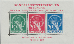 Berlin: 1949, Währungsgeschädigtenblock Mit Plattenfehler "grüner Punkt Am Handg - Neufs