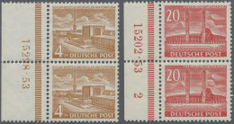 Berlin: 1953, Berliner Bauten II 4 Und 20 Pf., Je Im Postfrischen Paar Mit HAN I - Neufs