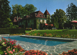 LAUSANNE, VAUD, CASTLE, ARCHITECTURE, POOL, RESORT, GARDEN, UMBRELLA, SWITZERLAND, POSTCARD - Lausanne