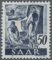 Saarland (1947/56): 1947 Neuauflage Der 50 Pf. Lilaultramarin Ohne Aufdruck, Mit - Unused Stamps