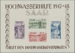 Saarland (1947/56): 1948, Hochwasser-Blockpaar Bl. 1 Postfrisch Attest Geigle BP - Nuevos