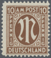 Bizone: 1945, 10 Pf AM Post Deutscher Druck, Orangebraun Auf Alfelder Papier, Ge - Autres & Non Classés