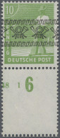 Bizone: 1948, 10 Pf Dkl'gelbgrün Mit Netzaufdruck Und Unten Anhängendem Gezähnte - Other & Unclassified