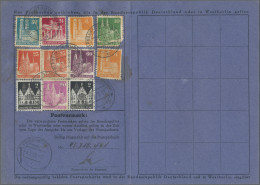Bizone: 1952, 3 DM In Bauten-Marken Als Einzahlungsbestätigung Auf Postsparkarte - Sonstige & Ohne Zuordnung