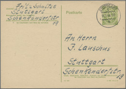 Bizone - Ganzsachen: 1945, Ortskarte 5 Pfg. Hellgrün Bedarfsgebraucht Von "STUTT - Andere & Zonder Classificatie