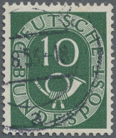 Bundesrepublik Deutschland: 1951, Posthorn 10 Pf Mit Selt. WZ 4 Vb, Lt. Fotoatte - Gebraucht