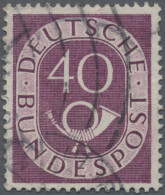 Bundesrepublik Deutschland: 1951, 40(Pf) Posthorn Mit Plattenfehler "zusätzliche - Oblitérés
