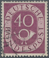 Bundesrepublik Deutschland: 1951, Posthorn 40 Pfg. Gestempelt Mit Plattenfehler - Oblitérés