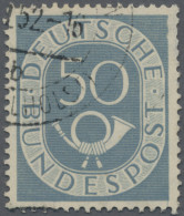 Bundesrepublik Deutschland: 1951, 50(Pf) Posthorn Mit Plattenfehler "senkrechter - Oblitérés
