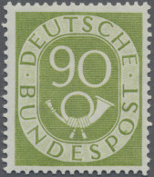 Bundesrepublik Deutschland: 1951, Posthorn 90(Pf) Mit Plattenfehler Grüner Stric - Ungebraucht