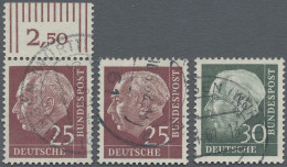 Bundesrepublik Deutschland: 1960, Heuss 25 Pf Lumogen, Einzelmarke Und Marke Vom - Gebruikt